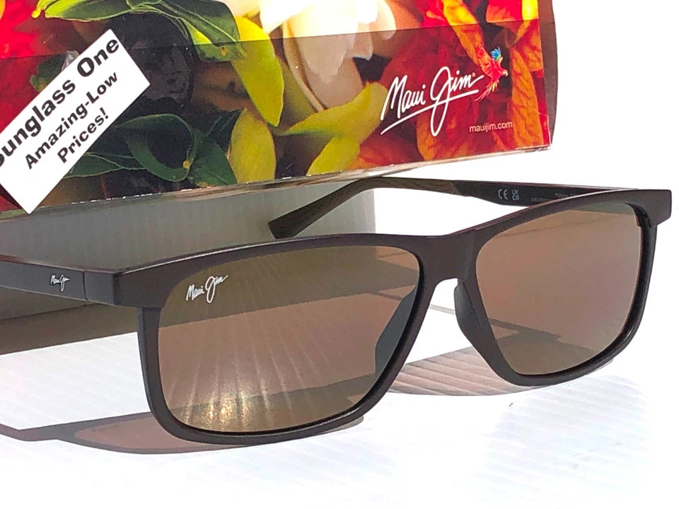 Maui Jim PULAMA Matte Brown POLARIZED ST Bronze GLASS Lens Sunglass H618-01