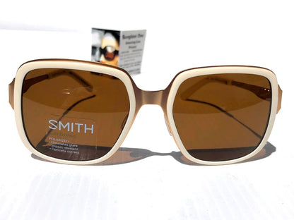 Smith Optics AVELINE White Gold ChromaPop POLARIZED Brown Lens Sunglass