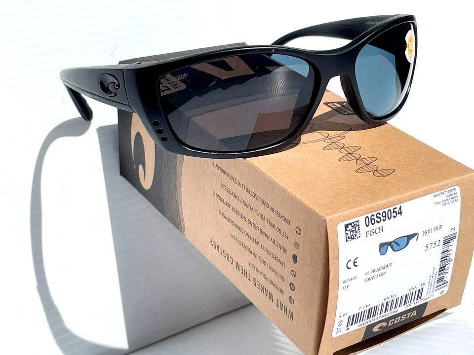 Costa Del Mar Fisch BLACKOUT POLARIZED Gray Lens 580P Sunglass FS 01 OGP