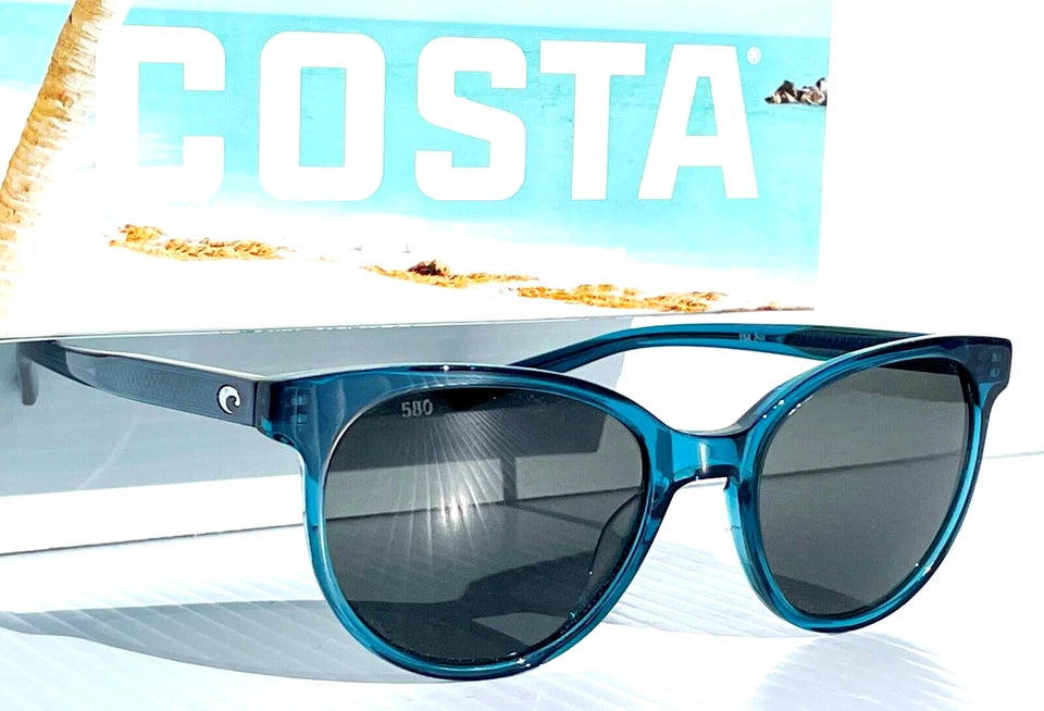 Costa Del Mar ISLA Deep Teal Crystal POLARIZED Gray 580G GLASS Lens Sunglass ISA 244