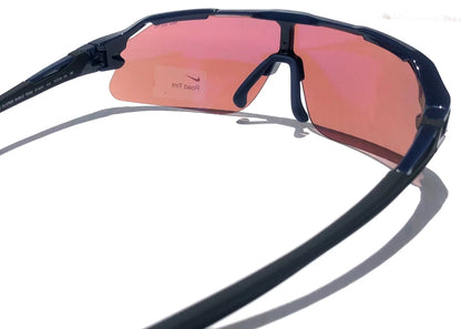 NIKE FLYFREE SHIELD TEAM Midnight Navy Frame Blue Mirror Road Lens Sunglass IF1007X 410