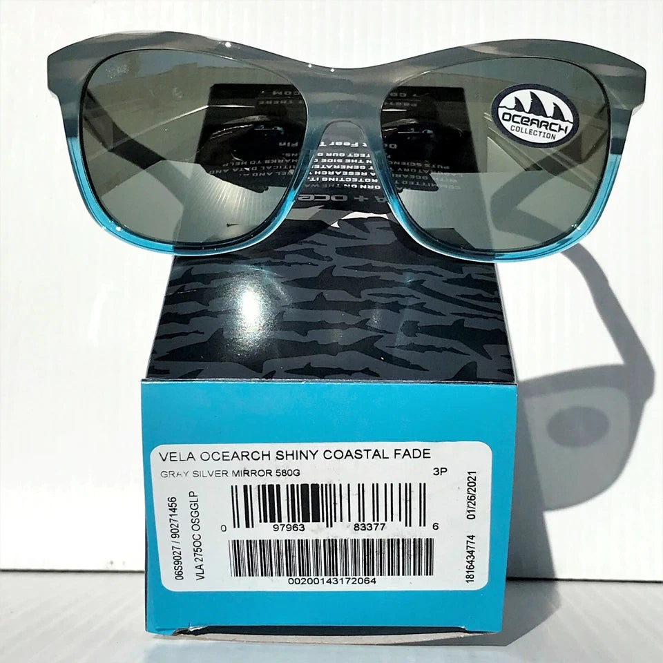 COSTA Del Mar VELA OCEARCH Coastal Fade POLARIZED Gray Silver 580G Lens Sunglass VLA 275