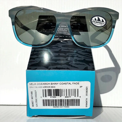 COSTA Del Mar VELA OCEARCH Coastal Fade POLARIZED Gray Silver 580G Lens Sunglass VLA 275