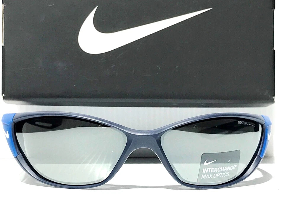 NIKE ZONE Matte Navy INTERCHANGEABLE Max Optic Silver Lens Sunglass DZ7356 410