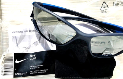 NIKE ZONE Matte Navy INTERCHANGEABLE Max Optic Silver Lens Sunglass DZ7356 410