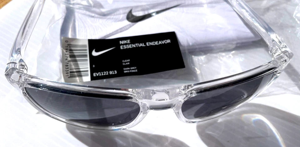 NIKE ESSENTIAL ENDEAVOR Shiny Clear Frame Grey Lens Sunglass EV1122 913