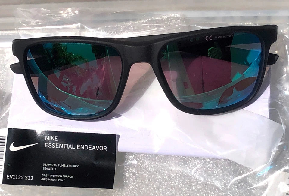 NIKE ESSENTIAL ENDEAVOR Seaweed Grey Frame Green Mirror Lens Sunglass EV1122 313