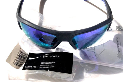 Nike SKYLON ACE 22 Obsidian GRAY Frame Violet Mirror Lens Sunglass DV2151 451