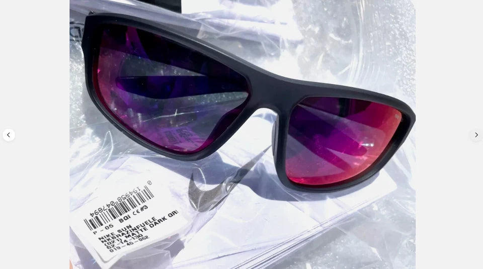 NIKE BRAZEN FUEL Matte Grey Frame Field Tint Red Lens Sunglass DJ0804 021