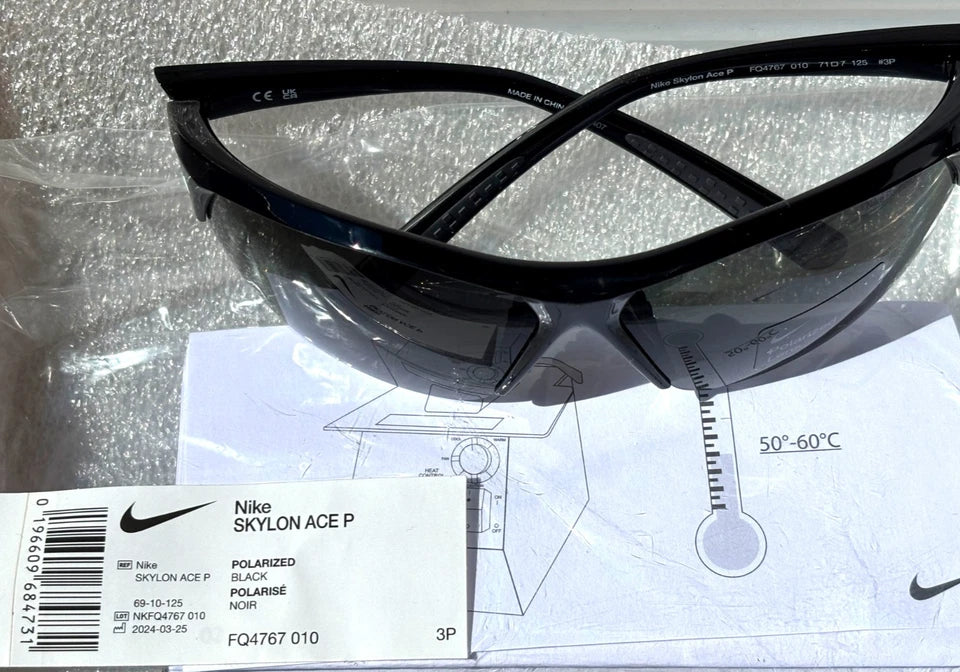Nike SKYLON ACE P Shiny Black POLARIZED Black Lens Sunglass FQ4767 010