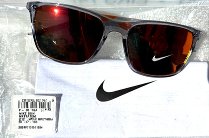 NIKE STATE Wolf Grey Clear UV PROTECTIVE Orange Mirror Lens Sunglass DV2291 012