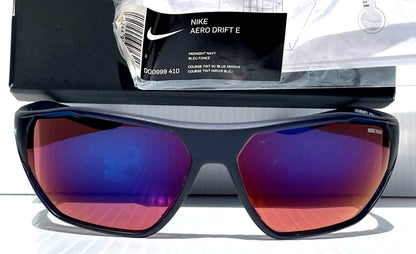 NIKE AERO DRIFT E Midnight Navy Frame Blue Mirror Road Lens Sunglass DQ0999 410