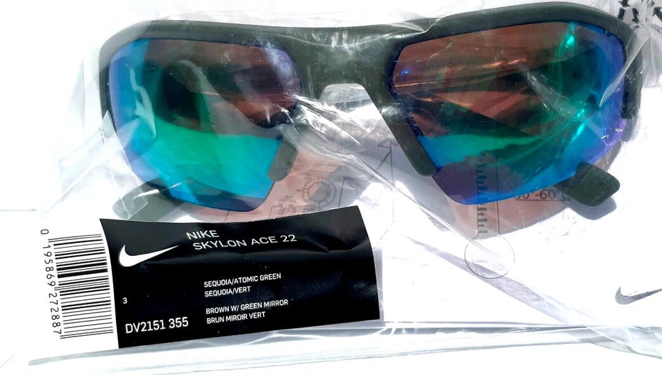 NIKE SKYLON ACE Atomic Green Brown MAX Optics Green Mirror Lens Sunglass DV2151 355