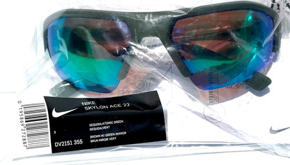 NIKE SKYLON ACE Atomic Green Brown MAX Optics Green Mirror Lens Sunglass DV2151 355