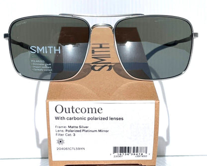 Smith Optics OUTCOME Matte Silver Carbonic POLARIZED Platinum Mirror Lens Sunglass