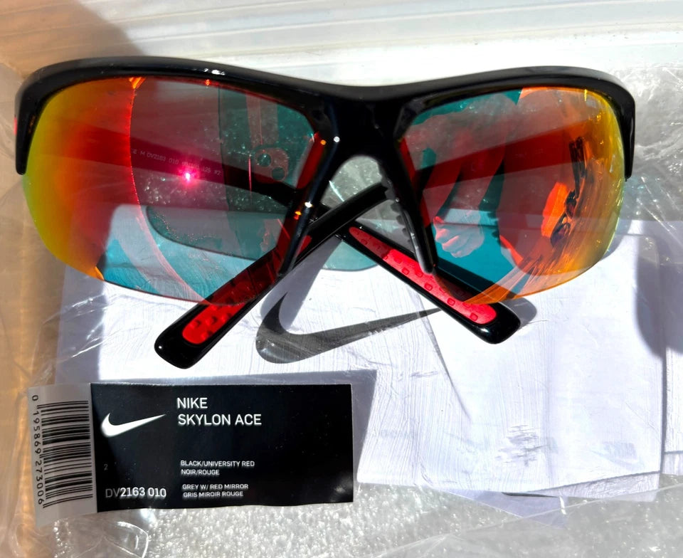 NIKE SKYLON ACE Black MAX Optics Red Mirror Lens Sunglass DV2163 010