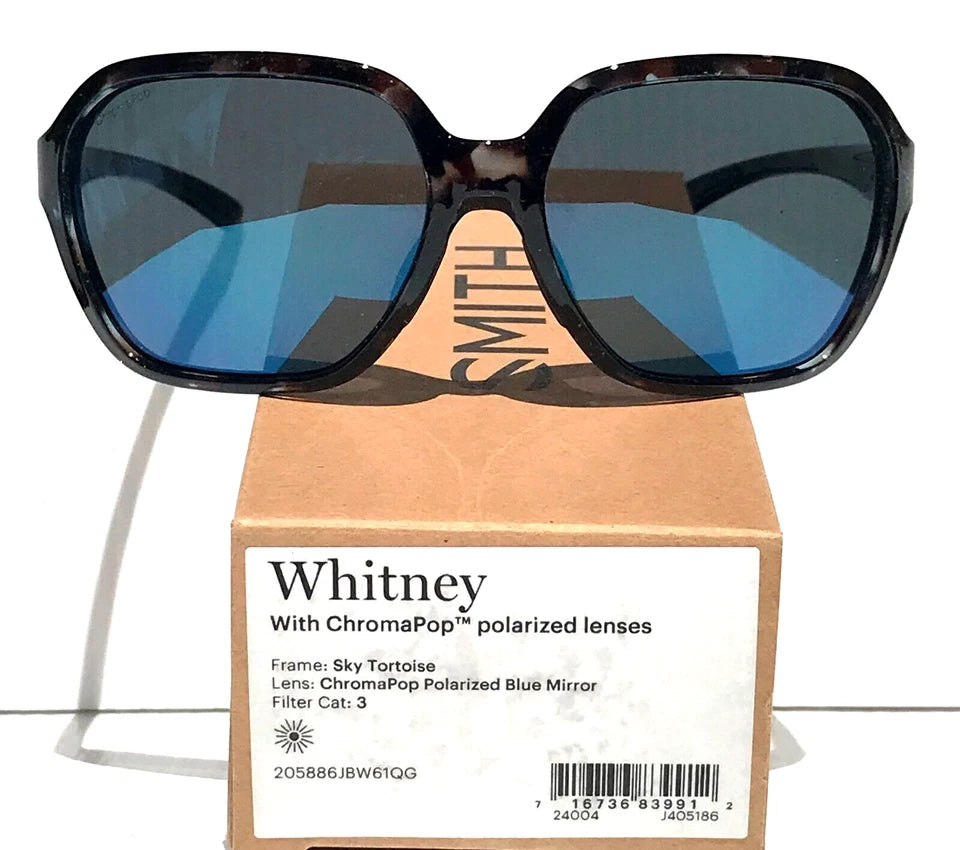 Smith Optics WHITNEY Sky Tortoise ChromaPop POLARIZED Blue Mirror Lens Sunglass