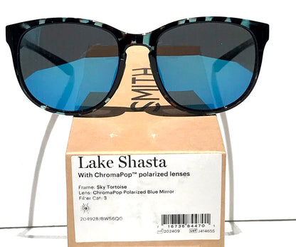 Smith Optics LAKE SHASTA Sky Tortoise ChromaPop POLARIZED Blue Mirror Lens Sunglass