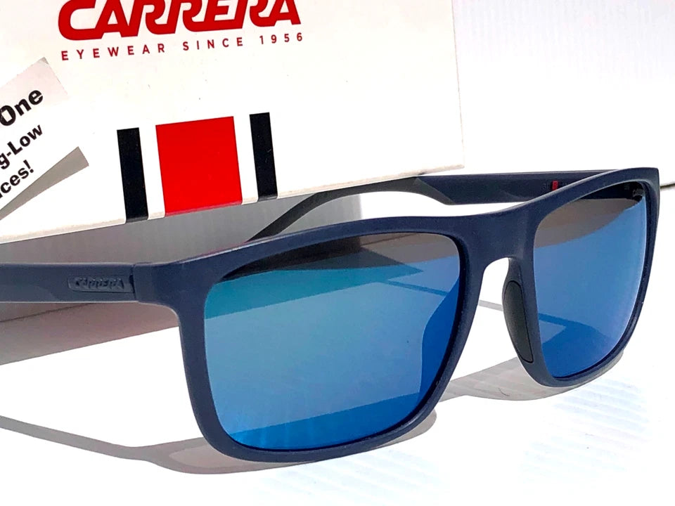 CARRERA Matte Blue Frame Blue Mirror Lens Sunglass 8047/S PJPXT