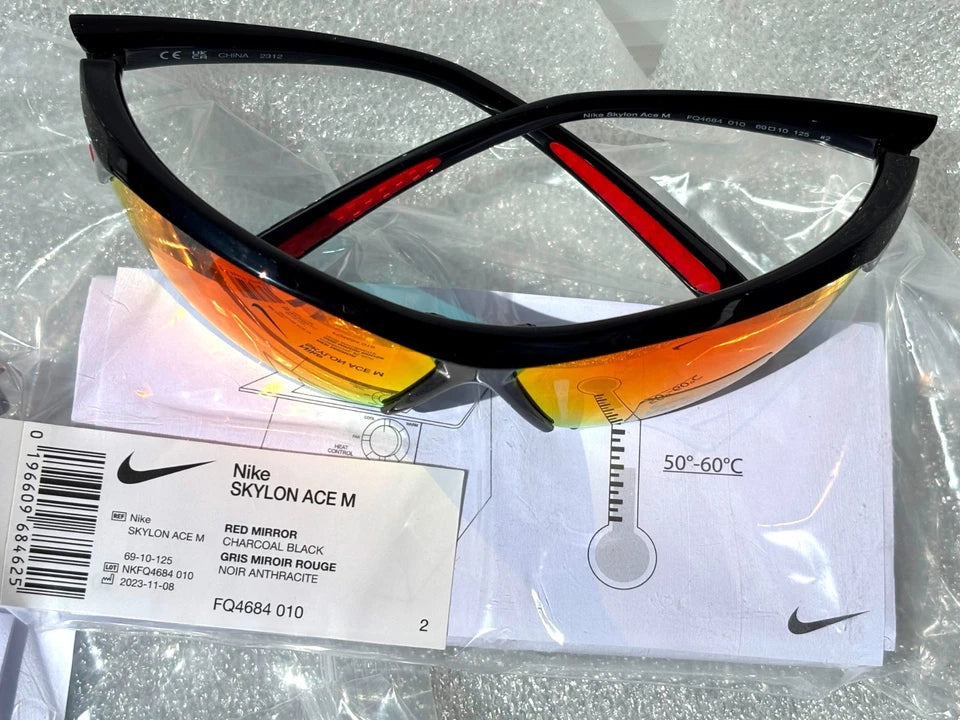 NIKE SKYLON ACE Charcoal Black MAX Optics Red Mirror Lens Sunglass FQ4684 010