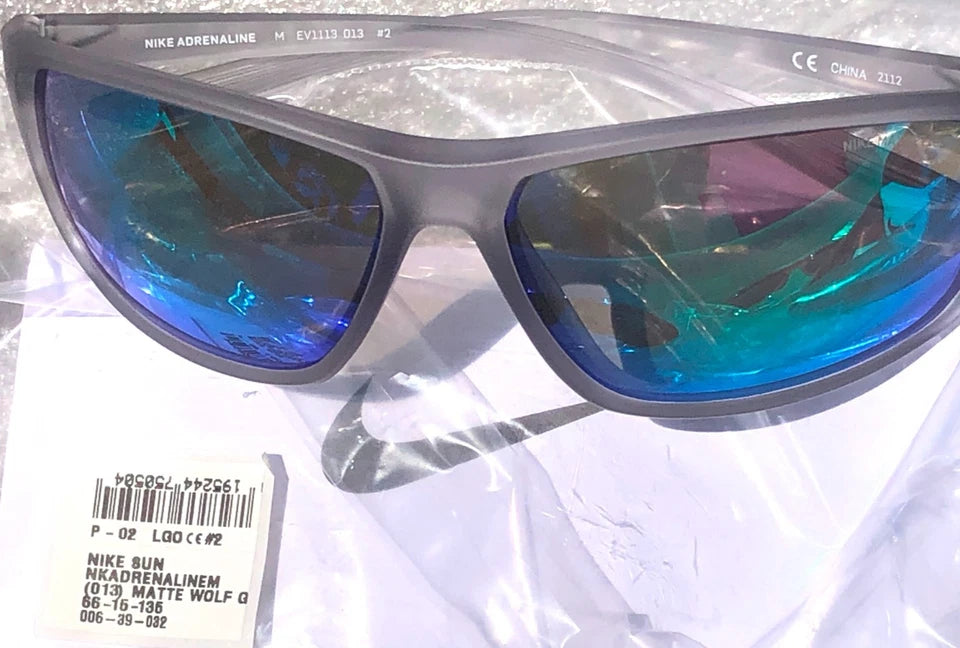 NIKE ADRENALINE Matte Wolf Grey Frame Green Lens Sunglass EV1113 013