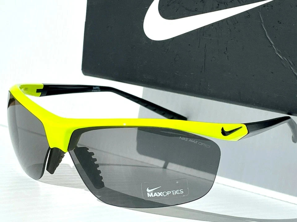 NIKE Impel Shiny Bright Yellow Semi-Rimless Grey Max lens Sunglass EV0474 705