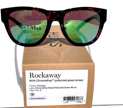 Smith Optics ROCKAWAY Tortoise ChromaPop POLARIZED Green Mirror GLASS Lens Sunglass
