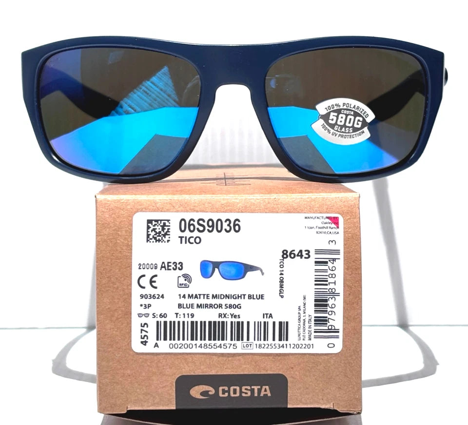 Costa Del Mar TICO Matte Midnight Blue POLARIZED Blue 580G GLASS Sunglass TCO14