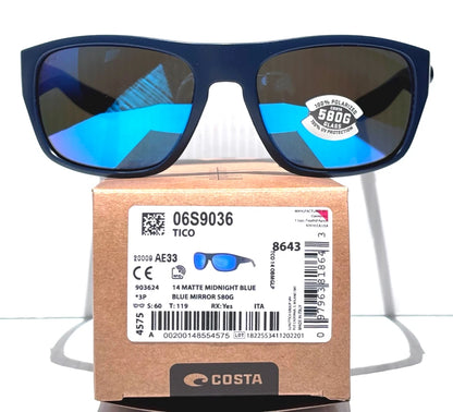 Costa Del Mar TICO Matte Midnight Blue POLARIZED Blue 580G GLASS Sunglass TCO14