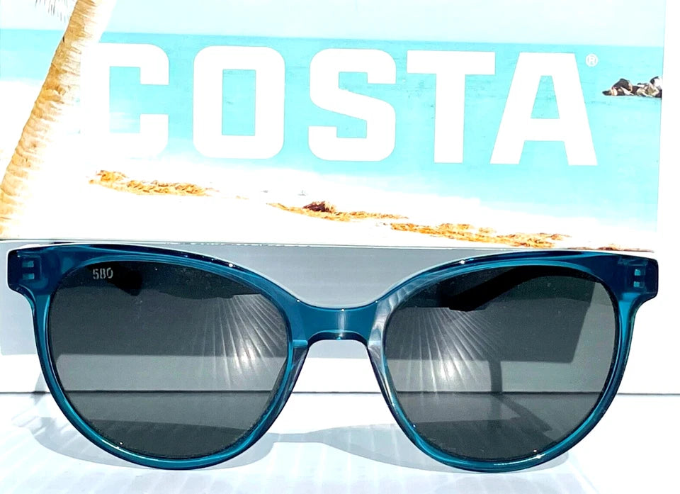 Costa Del Mar ISLA Deep Teal Crystal POLARIZED Gray 580G GLASS Lens Sunglass ISA 244