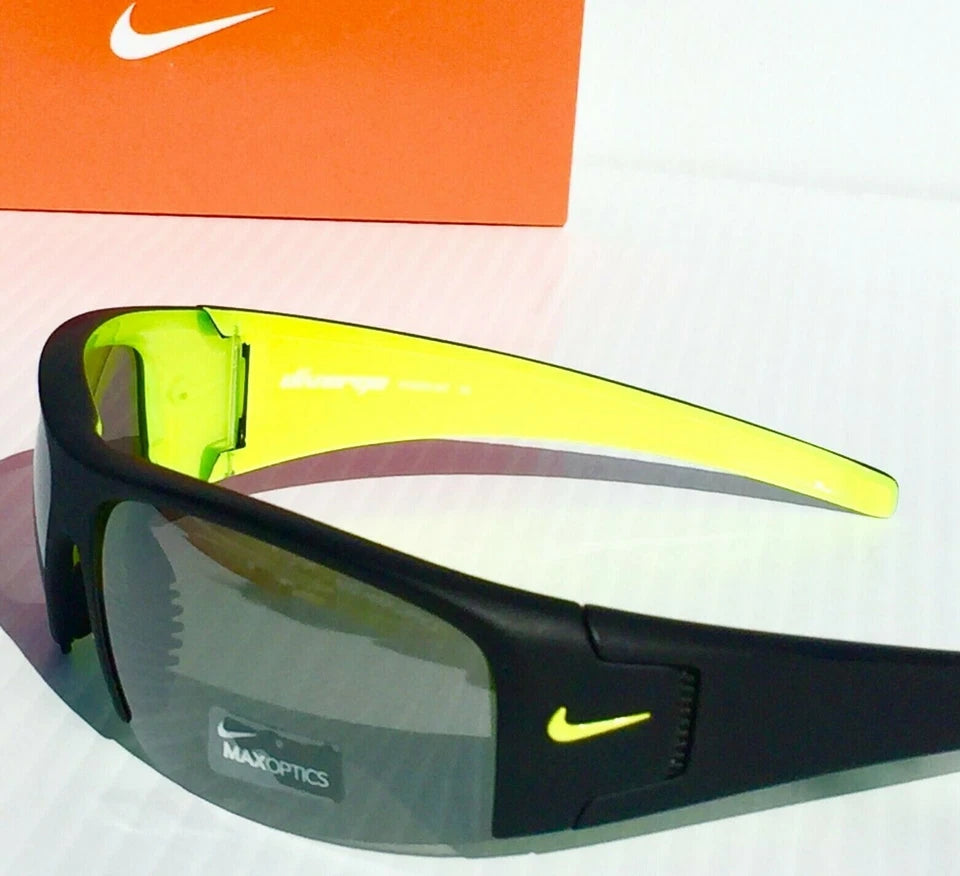 Nike DIVERGE Black Matte Wrap Yellow Gray Frame Silver Flash Lens Sunglass EV0325 007