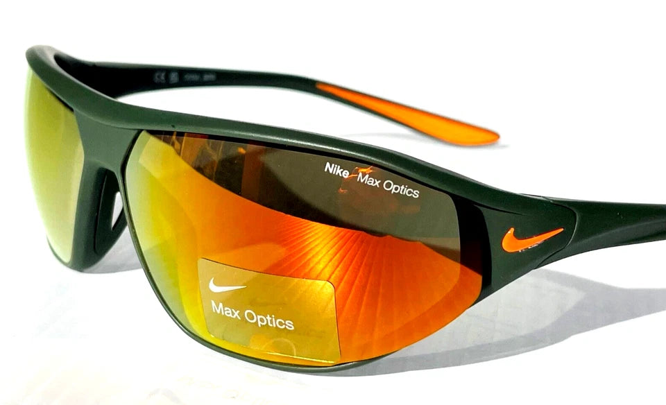 Nike AERO SWIFT Cargo Khaki Frame MAX Optics Orange Mirror Lens Sunglass DQ0993 325