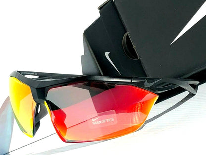 Nike VAPOR WING R Matte Black w Ruby Speed Lens Sunglass EV0914 001