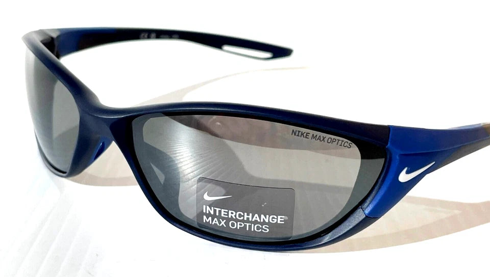 NIKE ZONE Matte Navy INTERCHANGEABLE Max Optic Silver Lens Sunglass DZ7356 410