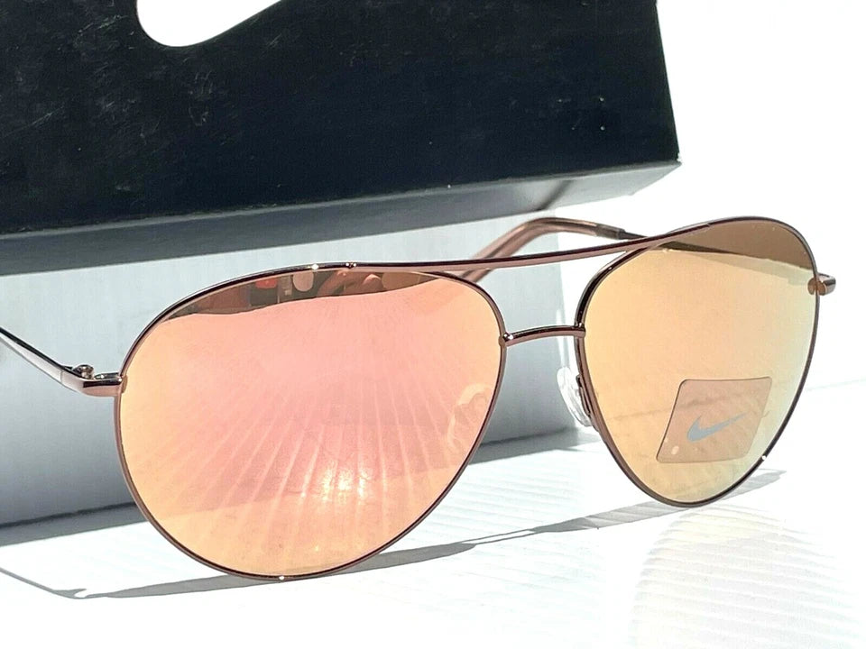 NIKE Chance ROSE GOLD 61mm Aviator Rose Gold Mirror Lens Women's Sunglass EV1218 266