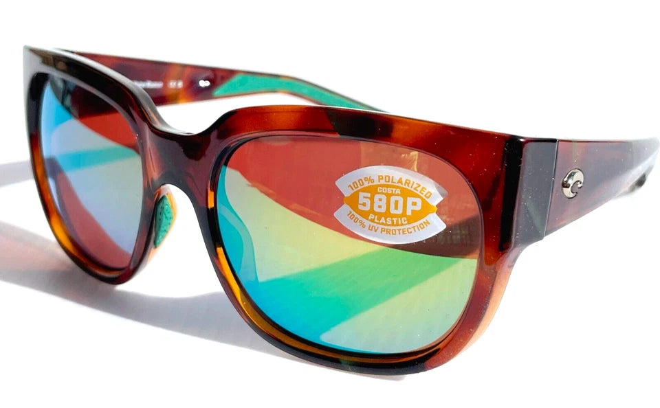 COSTA DEL MAR WATERWOMAN Palm Tortoise POLARIZED Green Mirror 580P Lens Sunglass WTW 250