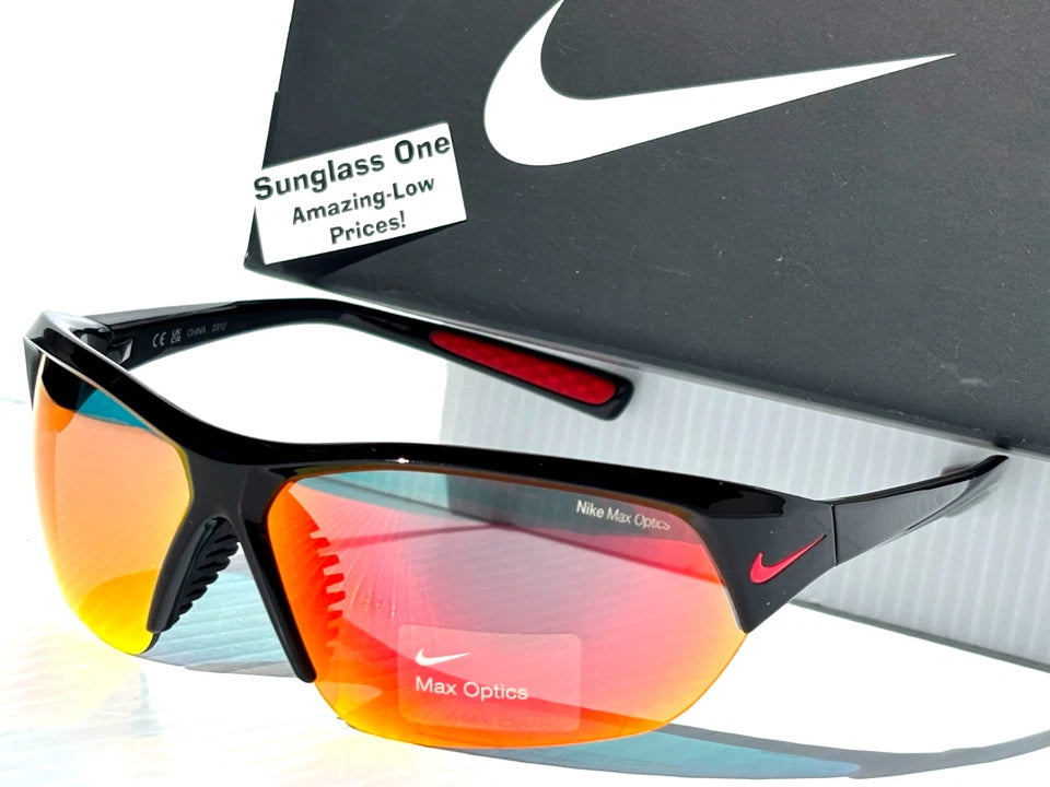 NIKE SKYLON ACE Charcoal Black MAX Optics Red Mirror Lens Sunglass FQ4684 010