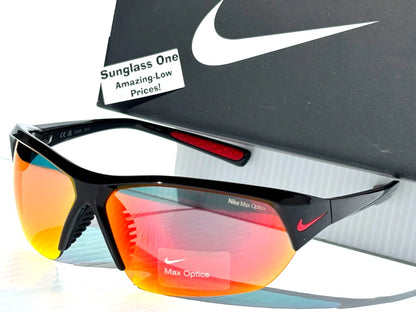NIKE SKYLON ACE Charcoal Black MAX Optics Red Mirror Lens Sunglass FQ4684 010