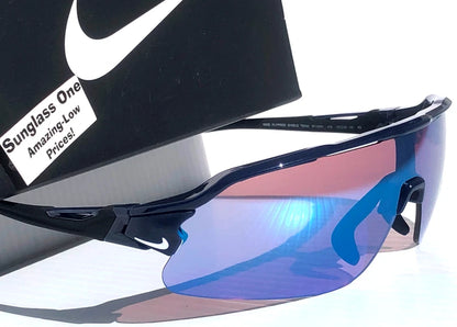NIKE FLYFREE SHIELD TEAM Midnight Navy Frame Blue Mirror Road Lens Sunglass IF1007X 410