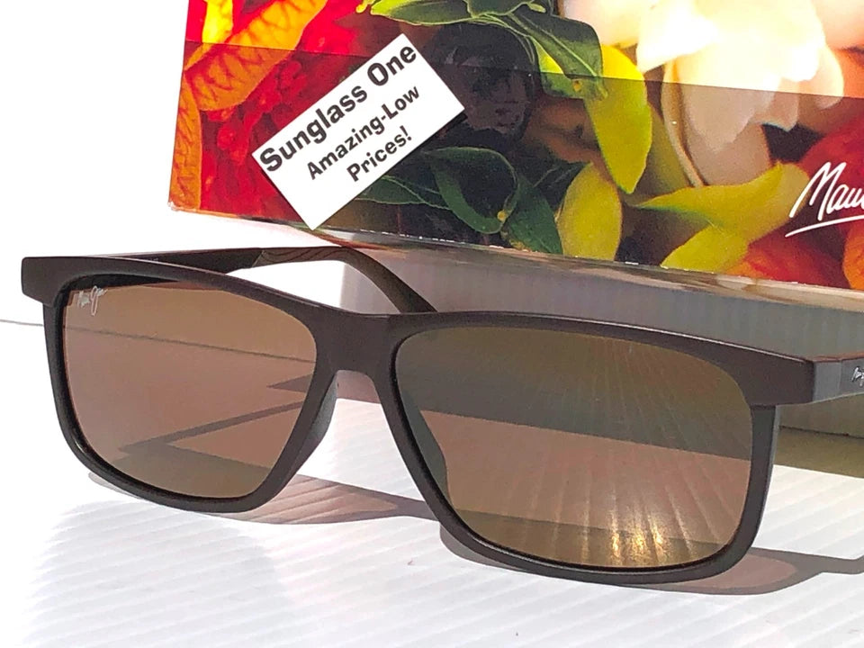 Maui Jim PULAMA Matte Brown POLARIZED ST Bronze GLASS Lens Sunglass H618-01