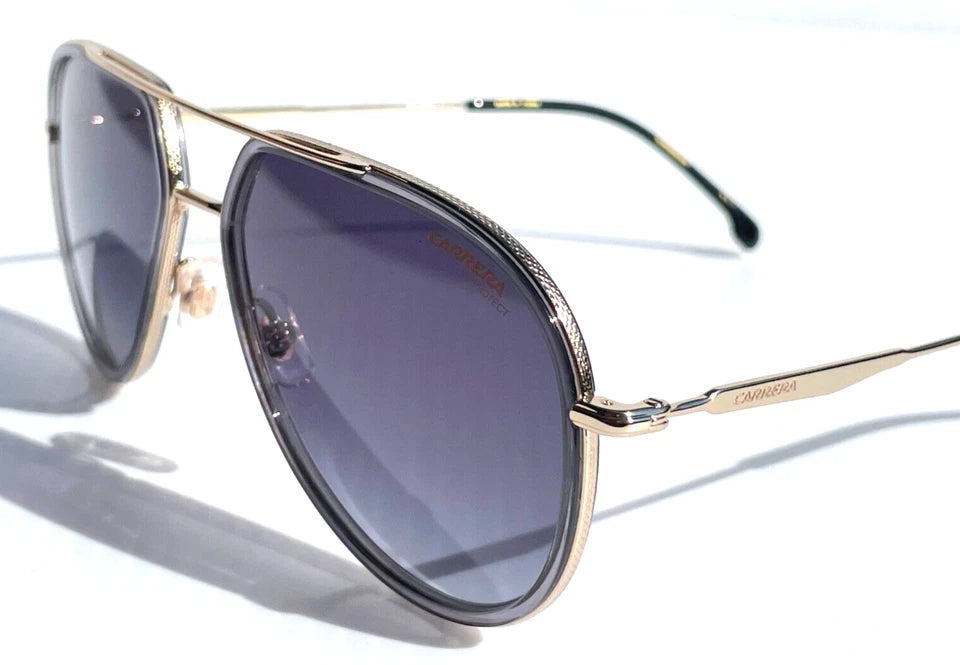 CARRERA Shiny Gold & Grey Pilot Frame Black Lens Sunglass 295/S KB790