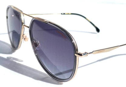 CARRERA Shiny Gold & Grey Pilot Frame Black Lens Sunglass 295/S KB790