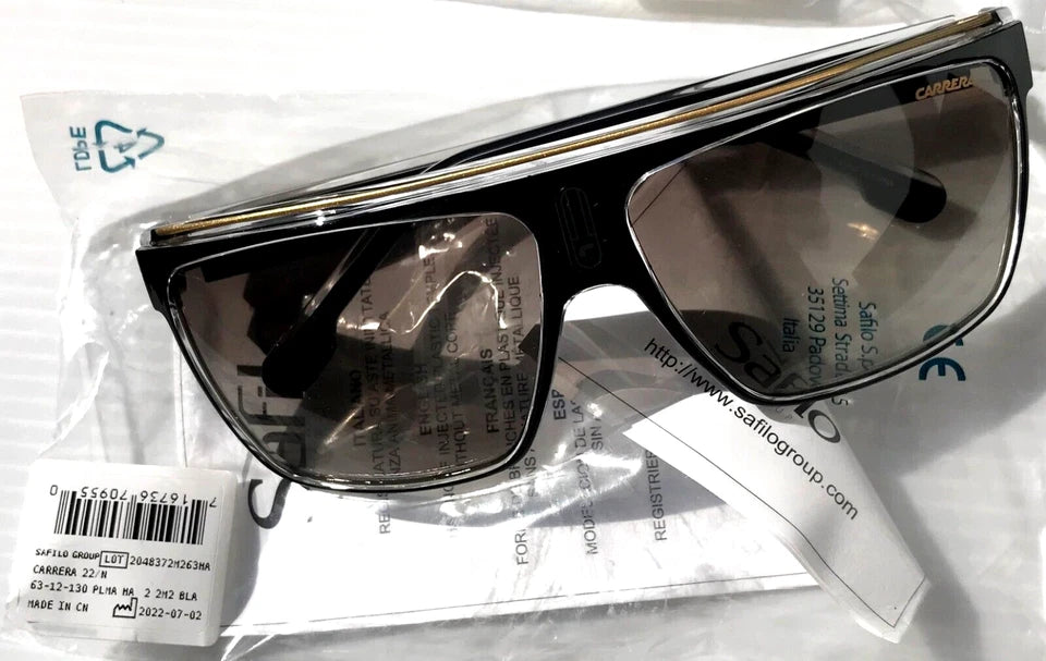 CARRERA Shiny Black & Gold Frame Brown Lens Sunglass 22/N 2M2/HA