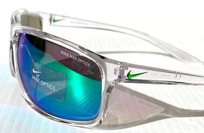 NIKE ADRENALINE Clear Grey MAX Optics Green Mirror Lens Sunglass EV1113 901
