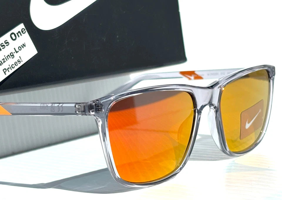 NIKE STATE Wolf Grey Clear UV PROTECTIVE Orange Mirror Lens Sunglass DV2291 012