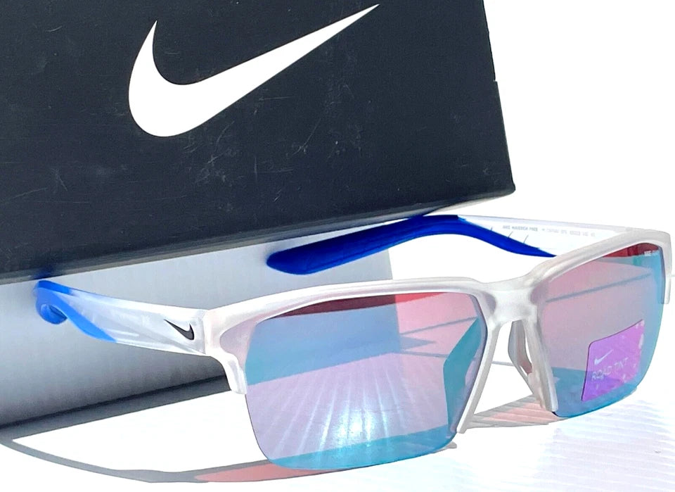 NIKE MAVERICK FREE 20 Matte Clear Frame Road Tint Mirror Lens Sunglass CW7467 975