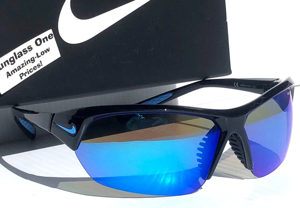 NIKE SKYLON ACE Black MAX Optics Blue Mirror Lens Sunglass DV2163 011