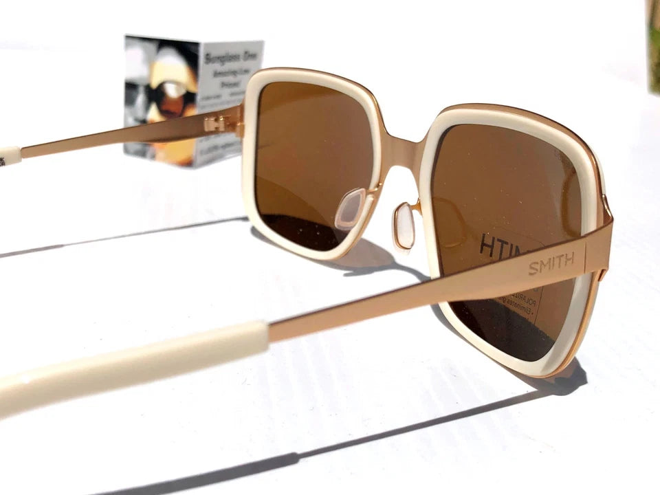 Smith Optics AVELINE White Gold ChromaPop POLARIZED Brown Lens Sunglass