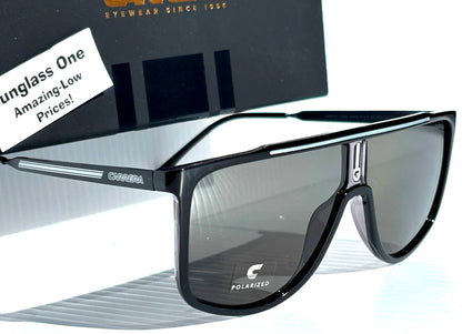 CARRERA Shiny Black Frame POLARIZED Grey Lens Sunglass 1056/S 08AM9