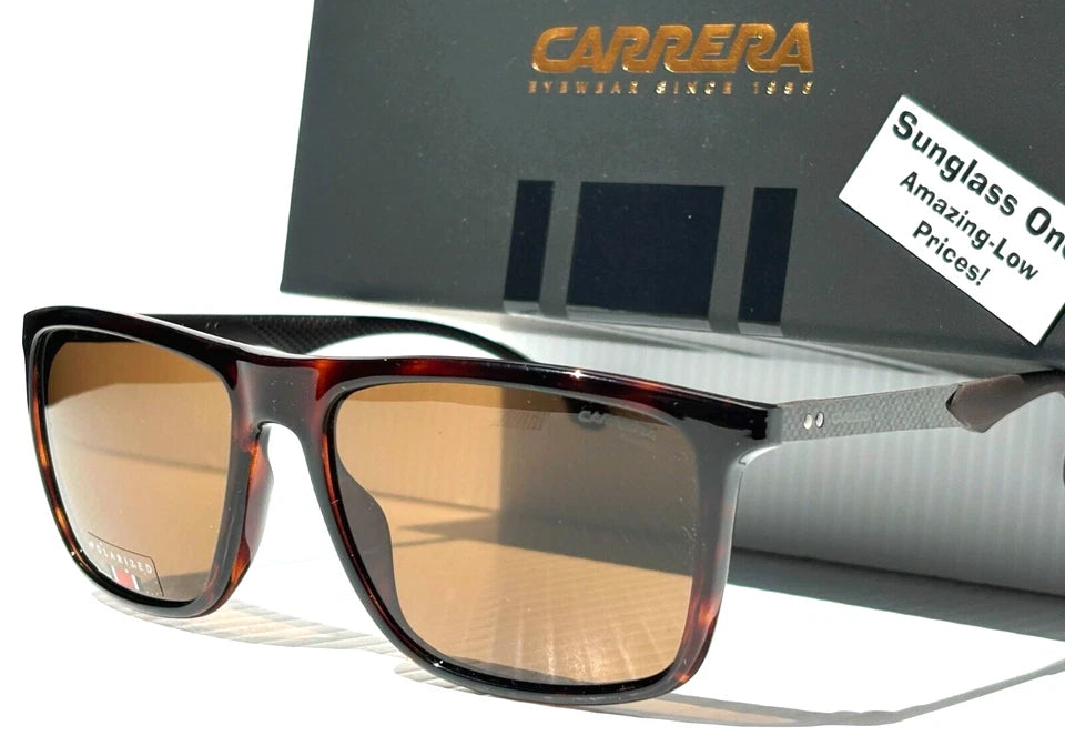 CARRERA Tortoise Carbon Fiber POLARIZED Brown Lens Sunglass 8032/S 086SP
